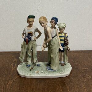 World Of Gorham Norman Rockwell ‘Missed’ Golf Figurine Four Boys Golfing